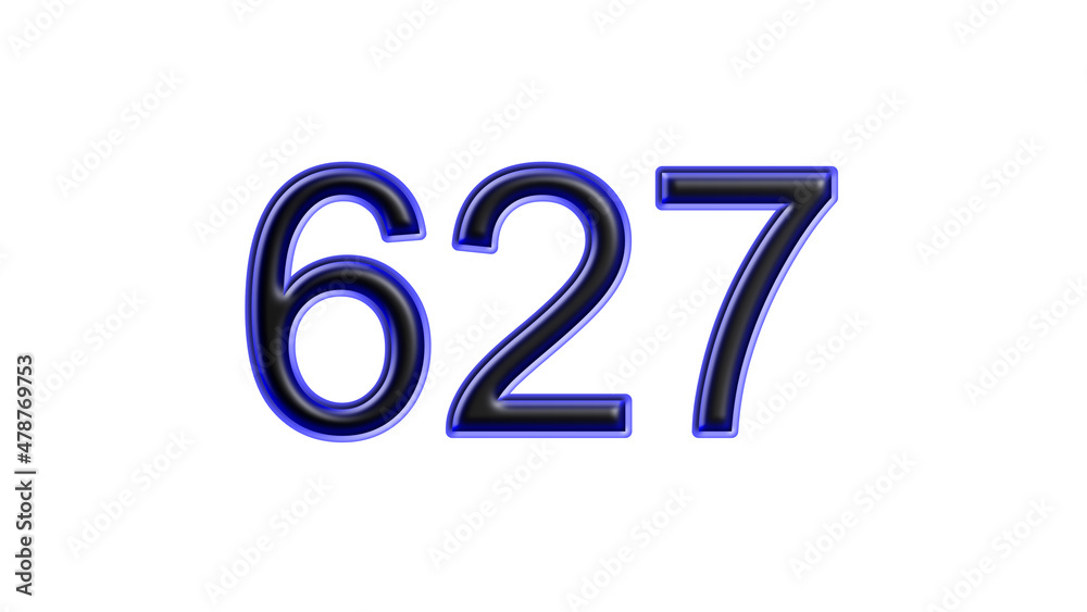 blue 627 number 3d effect white background blue 627 number 3d effect white background