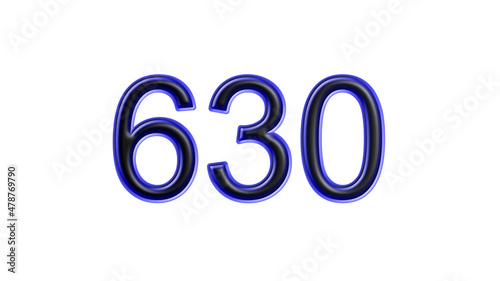 blue 630 number 3d effect white background