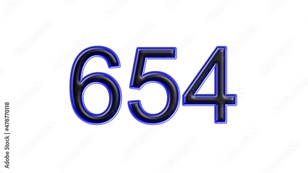 blue 654 number 3d effect white background blue 654 number 3d effect white background