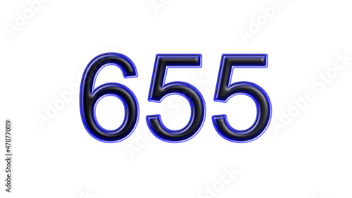 blue 655 number 3d effect white background