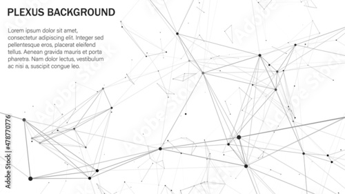 Plexus of lines and dots. Connected particles. Network geometry background. Vector illustration