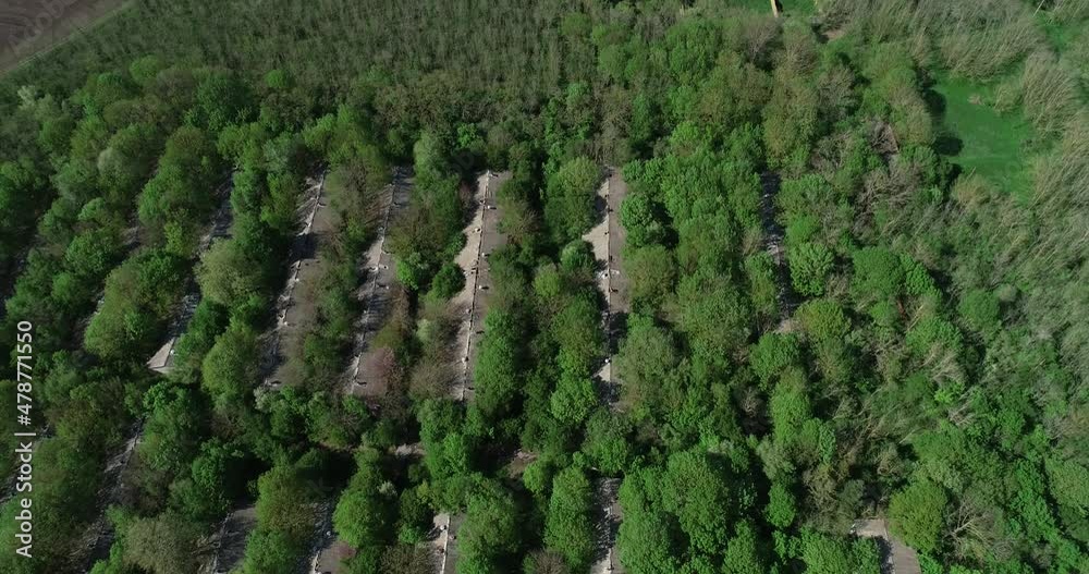 Aerial view of old abandoned pig farm. Livestock farm. Abandoned collective farm Aerial view of old abandoned pig farm. Livestock farm. Abandoned collective farm