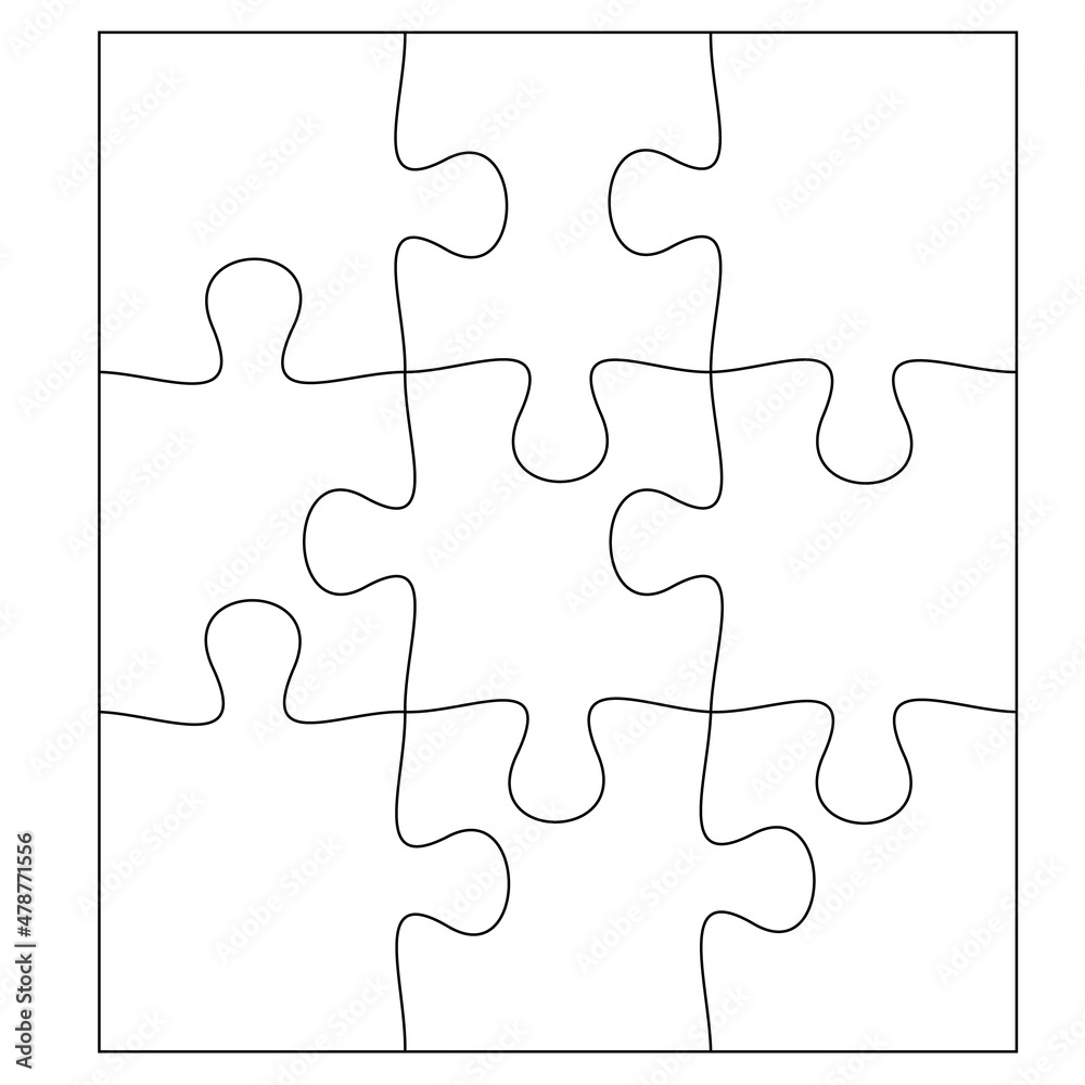 Blank Jigsaw Puzzle 9 pieces. Simple line art style for printing and web. Stock illustration Blank Jigsaw Puzzle 9 pieces. Simple line art style for printing and web. Stock illustration