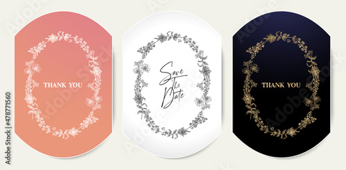 illustration of wreath floral and leaf ellipse frame vector isolated background applicable for greeting card, wedding and marriage invitation, jewelry sign label paper, letterpress and screen printing
