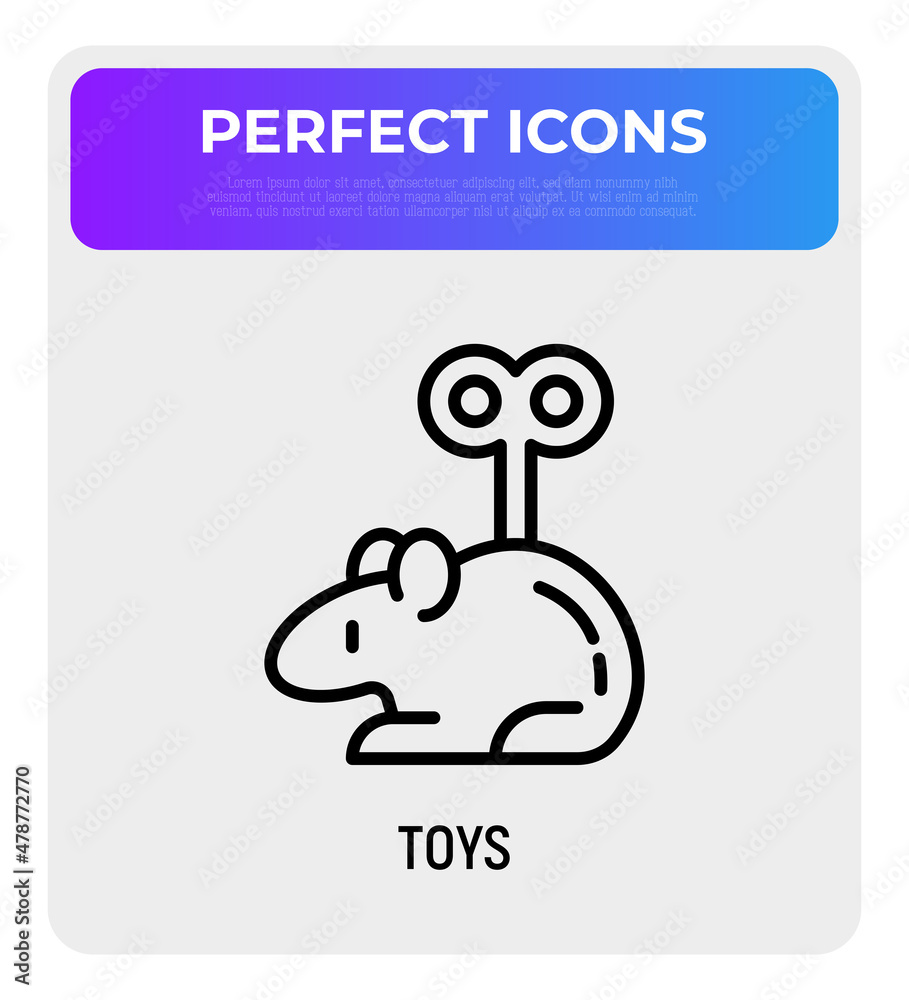 Cat toy: cartoon mouse with clockwork key in her back. Modern vector illustration for pet shop. Cat toy: cartoon mouse with clockwork key in her back. Modern vector illustration for pet shop.