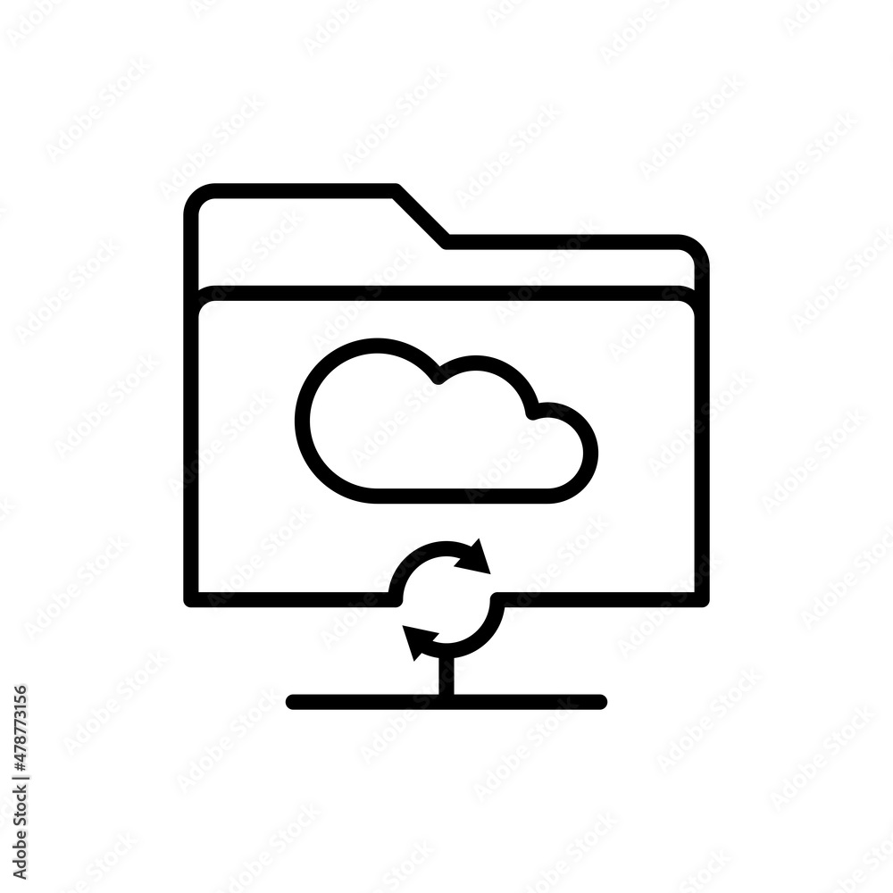 System backup in cloud service thin line icon. Modern vector illustration. System backup in cloud service thin line icon. Modern vector illustration.