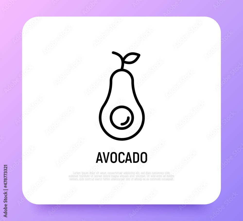 Avocado thin line icon. Healthy organic food. Vector illustration. Avocado thin line icon. Healthy organic food. Vector illustration.