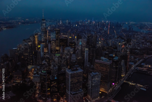 Top view of the city at night  central part of New York