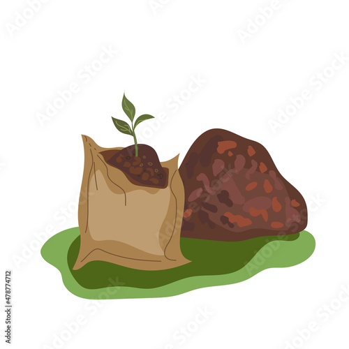 Compost pile. Organic compost theme. Set of hand drawn icons. Zero waste theme.