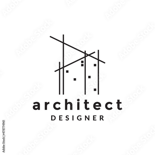 line architect structure building minimalist logo design vector graphic symbol icon illustration creative idea
