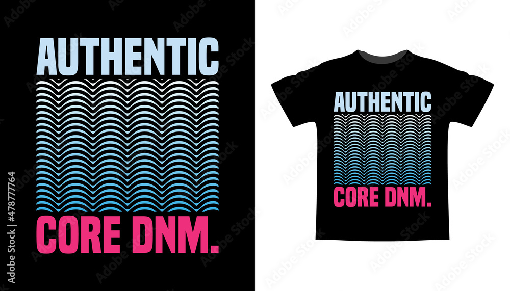 Fototapeta premium Authentic core denim typography with abstract shape t-shirt design