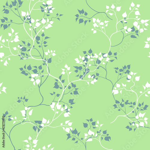 seamless pattern of branches and leaves
