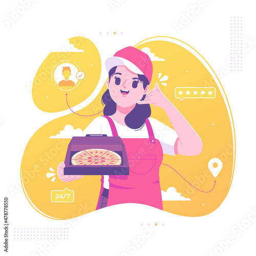 pizza delivery courier vector illustration