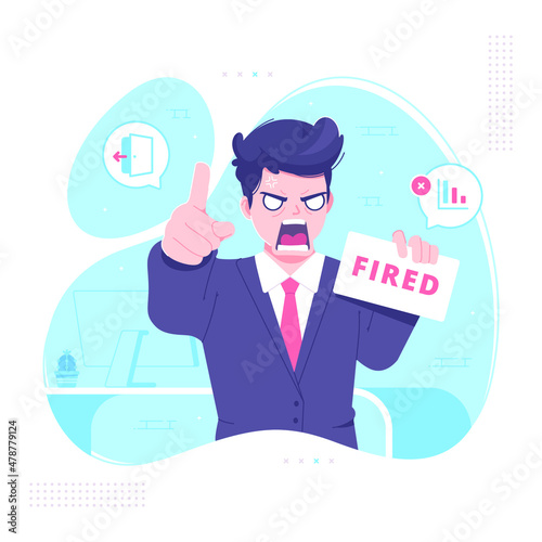emotional angry boss character vector illustration
