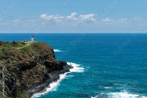 Kilauea lighthouse on a calm and sunny day in Kauai, Hawaii
