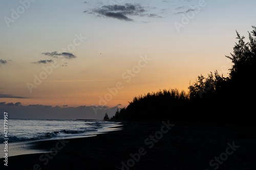 Sunset on the shore of a tropical beach