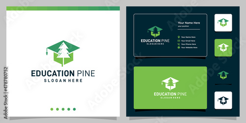 College, Graduate, Campus, Education logo design. and the pine tree logo. Business card.