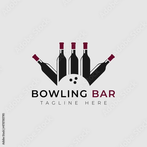 Bowling Club and Bar Logo Template Design.
