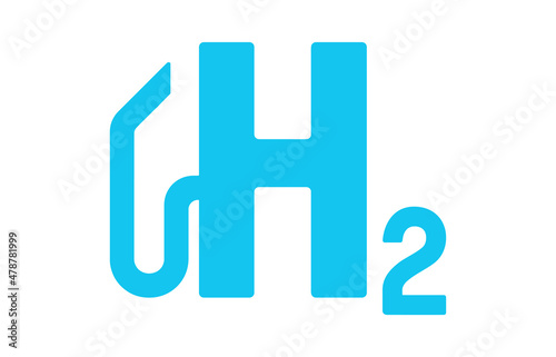 Blue Hydrogen H2 technology logo . h2 combustion engine for emission free eco friendly transport. EPS Vector File