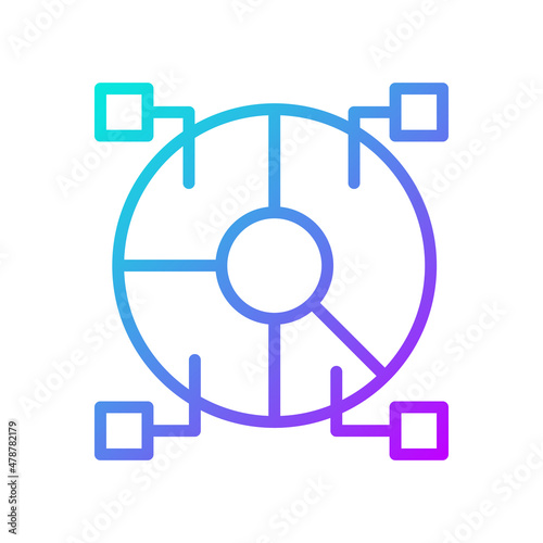 Data set analytics gradient linear vector icon. Information structure researching. Data mining and statistics. Thin line color symbol. Modern style pictogram. Vector isolated outline drawing