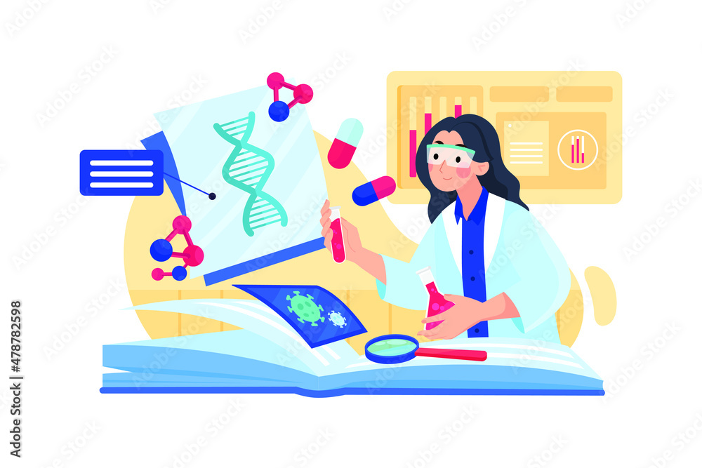 Medical research Illustration concept. Flat illustration isolated on white background.