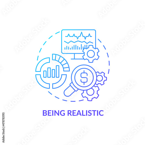 Being realistic blue gradient concept icon. Company budgeting. Financial plan abstract idea thin line illustration. Isolated outline drawing. Roboto-Medium, Myriad Pro-Bold fonts used © bsd studio
