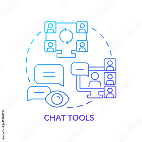 Chat tools blue gradient concept icon. Business software type abstract idea thin line illustration. Instant messaging. Isolated outline drawing. Roboto-Medium, Myriad Pro-Bold fonts used