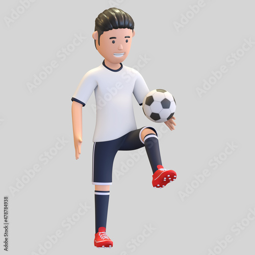 england national football player man juggling ball 3d render illustration