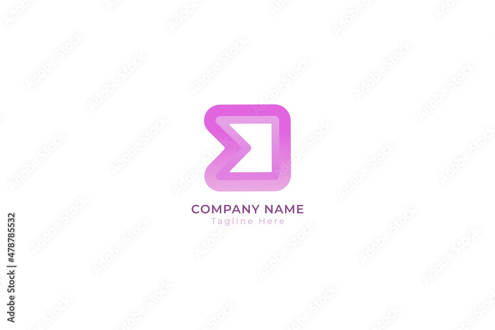 Letter E pink color beauty business box logo