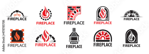 Vector fireplace logo for pizzeria, bakery, home