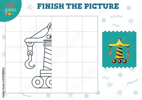 Copy picture vector illustration. Complete and coloring game for preschool and school kids