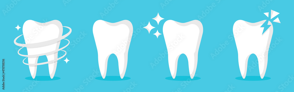 White tooth icon set. Dental hygiene teeth concept. Vector illustration. White tooth icon set. Dental hygiene teeth concept. Vector illustration.