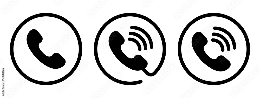 Phone icon. Call sign. Chat vector icons. Hotline web button. Support pictogram. Cell phone sign. Collection elements. 