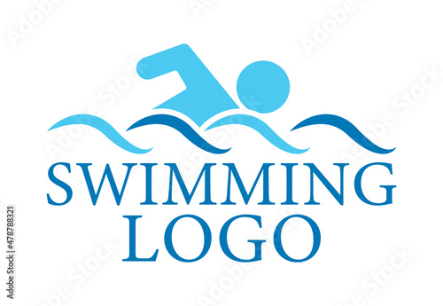 Swimmer icon. Man swim in pool logo or sign. Swimming in water vector symbol. Vector illustration.
