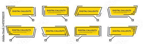Technology digital callouts text boxes titles template. Vector illustration.