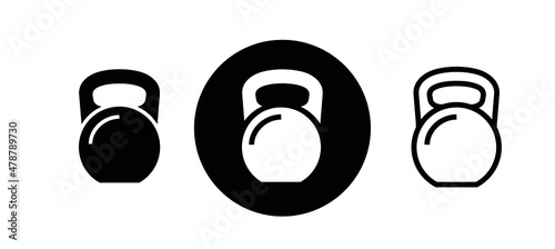 Kettlebell icons set. Sports weight pictogram. Kettlebell lifting symbol. Isolated vector illustration on white background.