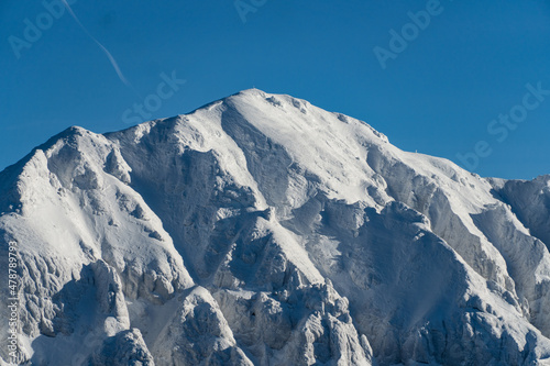 snow covered mountains, Bucsoiu Peak, Bucegi Mountains, Romania 