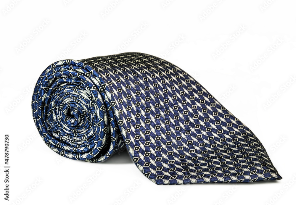 Blue silk tie isolated on white background Blue silk tie isolated on white background