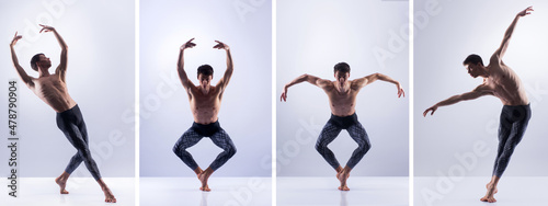Leinwand Poster Set of dancing man in different choreographic positions