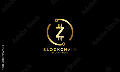 Crypto coin logos. Initial letter Z logo, icon - Vector Digital money, block chain, finance symbol. Connect technology and digital, gold currency data concept for your corporate identity