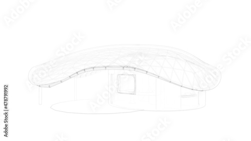 curved house 3d rendering sketch © Olha_And