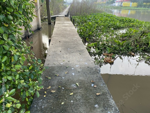 walkway in Khlong Preng canal at country Chachoengsao Thailand photo