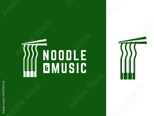 noodle and music logo design concept.