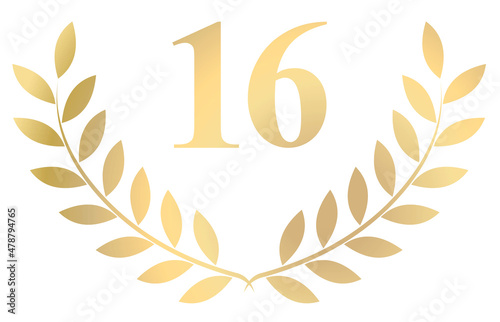 Gold laurel wreath 16 vector isolated on a white background	
