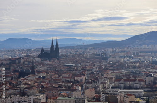 View from the hill to the city of Clermont-Ferrand, located in the center of France © Andrei Antipov