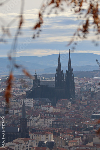 View from the hill to the city of Clermont-Ferrand  located in the center of France
