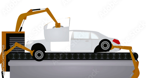Production line for cars. vector