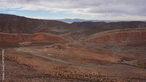 road through high altitude landscape in argentina