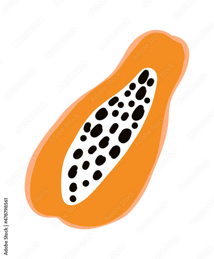 Papaya fruit. Tropical doodle agriculture. Vector exotic food icon Papaya fruit. Tropical doodle agriculture. Vector exotic food icon