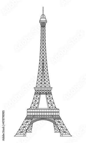 Line art vector with detailed of effiel tower symbol of Paris France